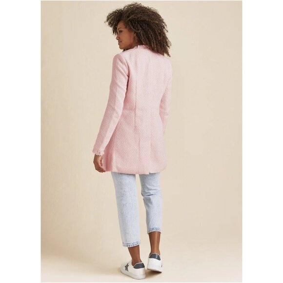 Venus Tweed Fringe Jacket Size 12 Pink Cardigan NWOT - Picture 5 of 13